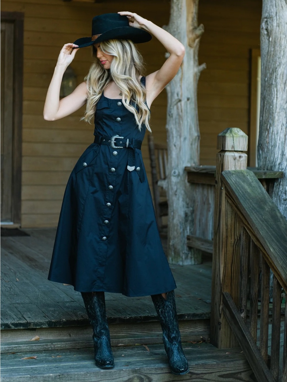 L'AGENCE Tazia Scoop Neck A Line Dress in Black